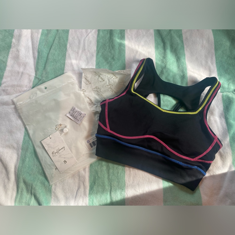 EUC SZ S TRANSCEND SPORTS BRA multi color and ONYX BLACK